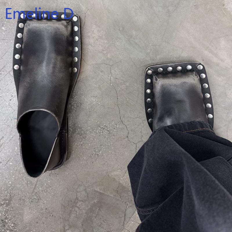 Flip Flop Leather Men - Ciabatte unisex con punta quadrata in